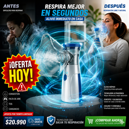 💚 NEBULIZADOR PORTATIL - RESPIRA LIBRE EN SEGUNDOS! ALIVIO INMEDIATO EN CASA